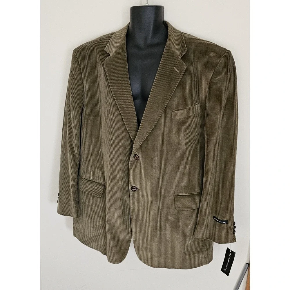 Statements Khaki Brown Corduroy Blazer Sport Coat Two Button Jacket 48R NEW‎
